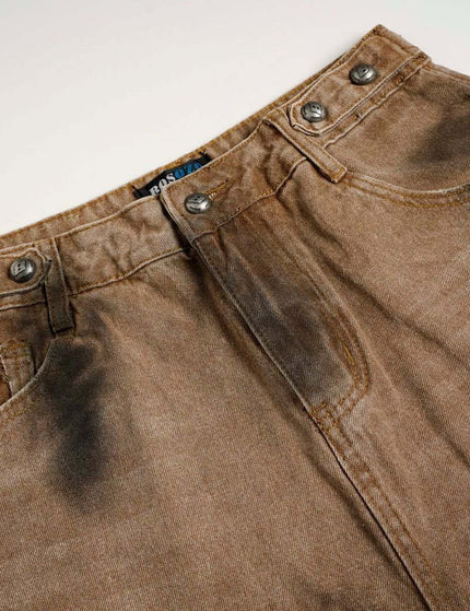 Washed Tie-Dye Distressed Denim Pants Loose Wide-Leg Straight Long Pants