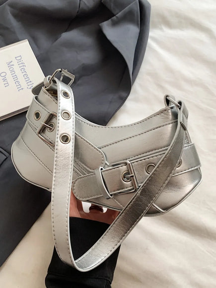 PU-Leder Schnallen Schultertasche