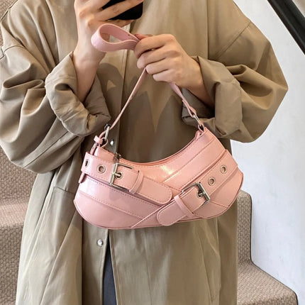 PU Leather Buckle Shoulder Bag