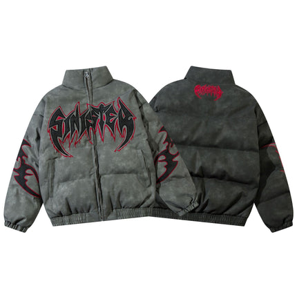 Leather Jacket Flame Embroidered Cotton Jacket For Men