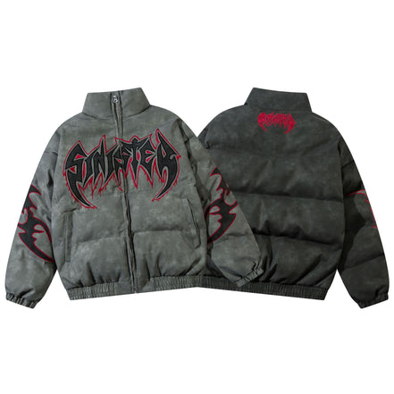 Leather Jacket Flame Embroidered Cotton Jacket For Men