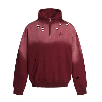 Tie-Dye Farbverlauf Halb-Reißverschluss Hoodie – Lockere Passform