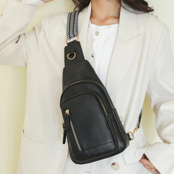 Rucsac Retro Versatil din Piele Moale cu Textură pentru Piept