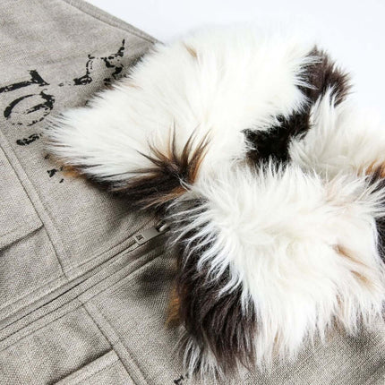 Graffiti Faux Fur Collar Coat – Loose Fit with plush faux fur collar and unique graffiti detailing.