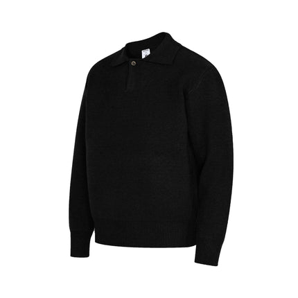 Notch Lapel Knit Sweater - Loose Fit
