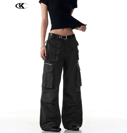 Multi-Pocket Work Pants – Straight Leg Fit displayed on a model, featuring a stylish and functional design.