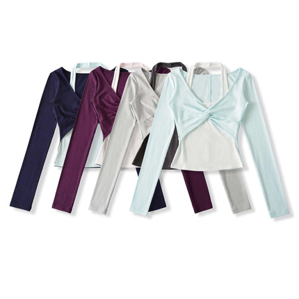 Hängender Hals Langarmoberteil