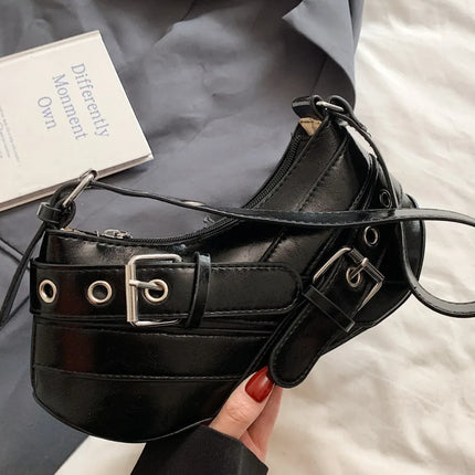 PU Leather Buckle Shoulder Bag