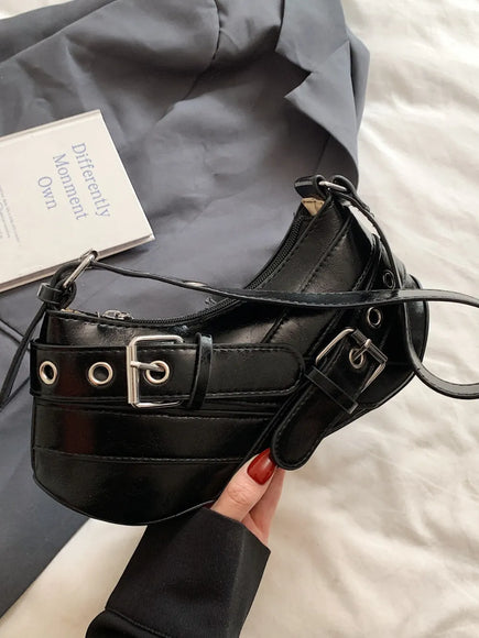 PU-Leder Schnallen Schultertasche