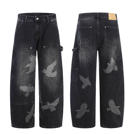 Taube Druck Weite Beinform Jeans – Lockere Passform