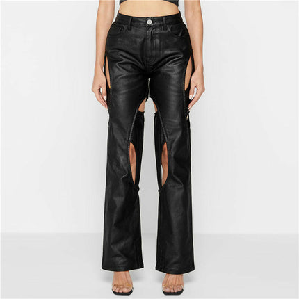 Grozavu Straight Slim Faux Leather Pants: Seasonal Fashion at €49.00