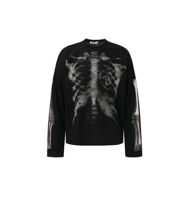 Dark Skeleton Print Hoodie – Loose Fit