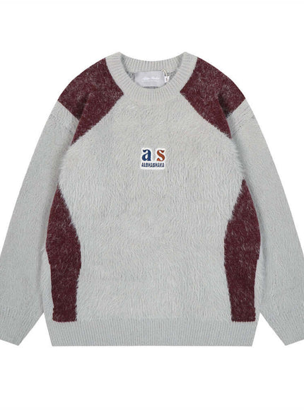 Back view of Gray imitation mink fur sweater by Grozavu