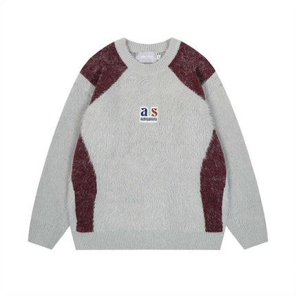 Back view of Gray imitation mink fur sweater by Grozavu