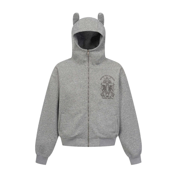 Vintage hoodie | Cross letter print hoodie | Distressed zip-up sweatshirt | Unisex streetwear jacket | Loose fit hoodie black | Casual streetwear hoodie gray