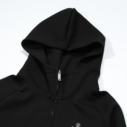 Vintage Gothic Zip-Up Hoodie – Slim Fit Streetwear