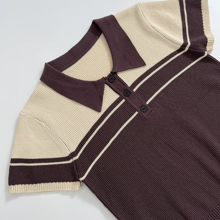 Camiseta de Cuello Polo de Punto Trenzado – Corte Suelto