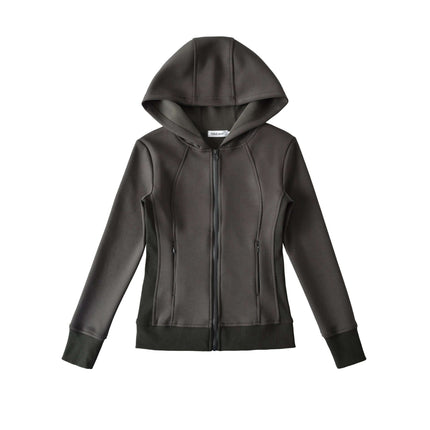 Giacca con Cappuccio in Velluto con Zip a Spina