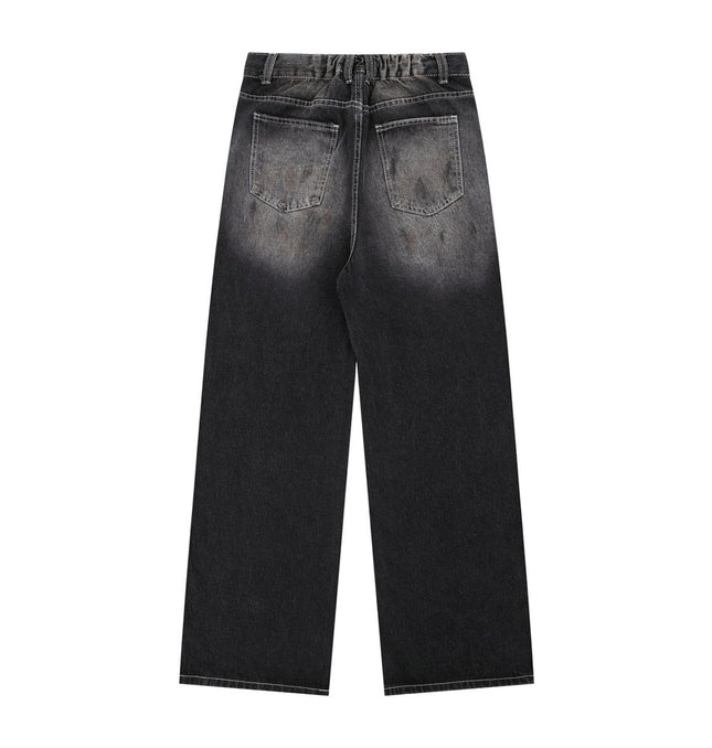 Washed Straight Black Jeans – Loose Fit