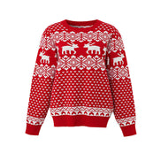 Pull en tricot rétro décontracté à motif jacquard de renne de Noël à col rond