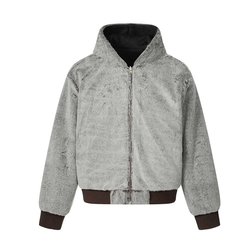 Floral Gray zipper hooded sweatshirt with Grozavu logo