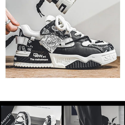 3D Printed Sneaker Men's Breathable Casual Board Shoes