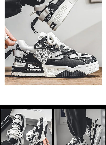 3D-gedruckte Sneaker Herren Atmungsaktive Freizeit Board Schuhe