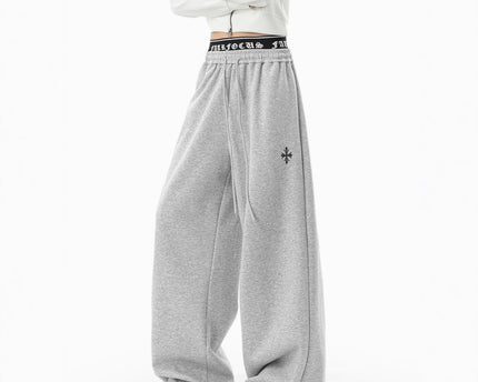 Cleanfit Two-Way Waistband Casual Pants Men Winter Loose Fit Track Pants Streetwear Lazy Style Wide Leg Pants