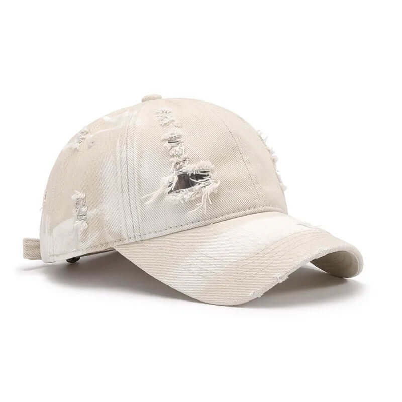 Distressed Adjustable Cotton Baseball Cap styling detail - Premium Streetwear