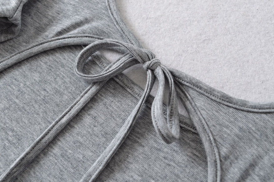 U-neck Striped Long Sleeved Elastic T-shirt Tight Top