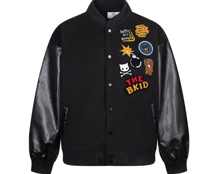 Chaqueta de béisbol de bordado de dibujos animados de tendencia nacional retro