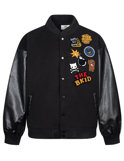 Retro National Trend Cartoon Embroidery Baseball Jacket