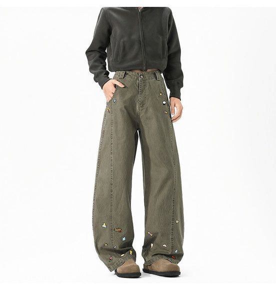 Pantalons cargo imprimés amusants style unisexe tendance larges jambes décontractés longs