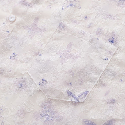 Cămașă cu mânecă scurtă imprimată Jacquard fluture – Casual