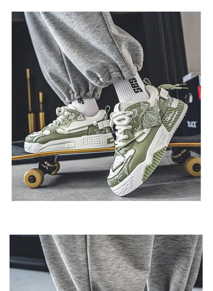 3D-gedruckte Sneaker Herren Atmungsaktive Freizeit Board Schuhe