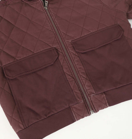 Casual Distressed Zipper Hoodie – Loose Fit featuring diamond quilted pattern and dual front pockets.