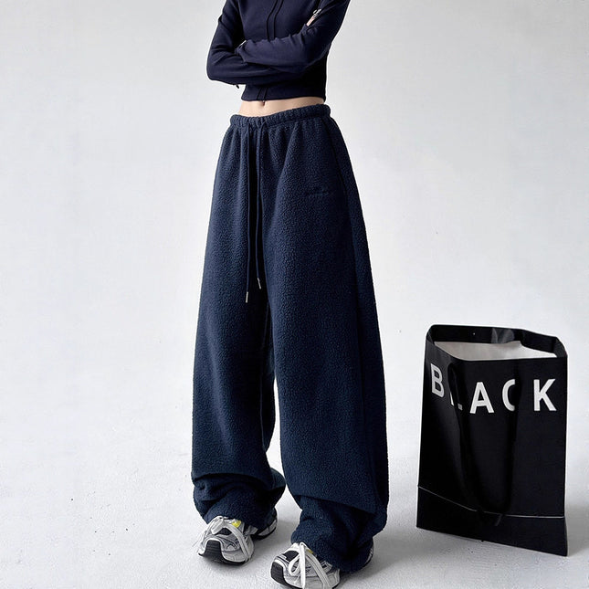 Sherpa Fleece Straight Pants - Loose Fit