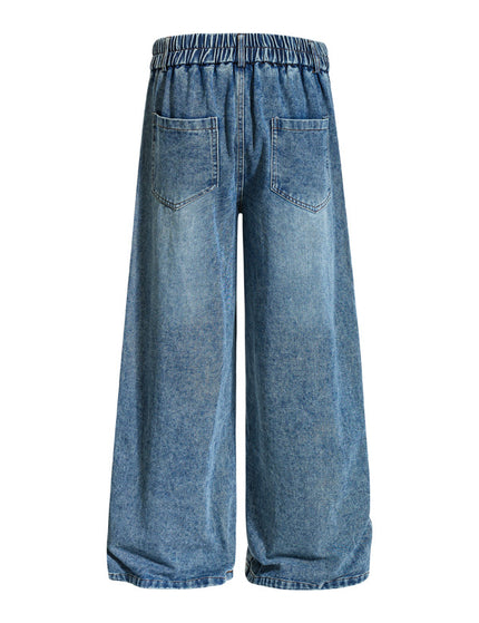 Embroidered College Style Cartoon Patch Denim Pants