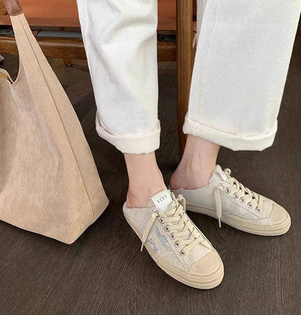 Cowhide Lace-Up Retro Star Shoes