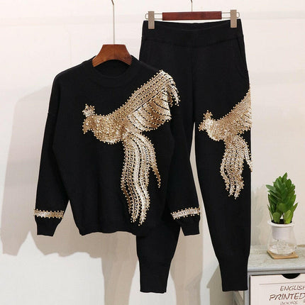 Grozavu Sequins Phoenix Sweater & Pants Set at €99.00