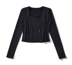 Conjunto de Dos Piezas con Flores Negras