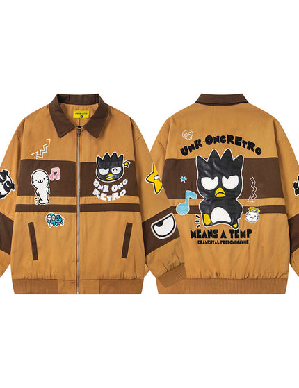 Retro Muted Street Style Fun Cartoon Embroidered Jacket