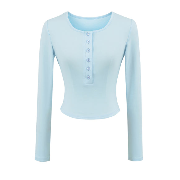 Camiseta de manga larga para mujer con escote en V