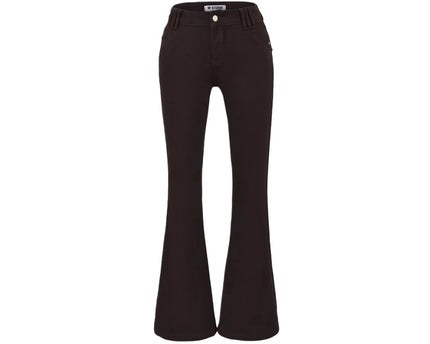 Style Retro Low Waist Buttoned Flared Denim Pants