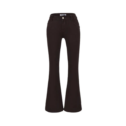 Style Retro Low Waist Buttoned Flared Denim Pants