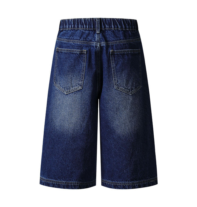 Street Washed Star Patchwork Shorts styling detail - Premium Streetwear