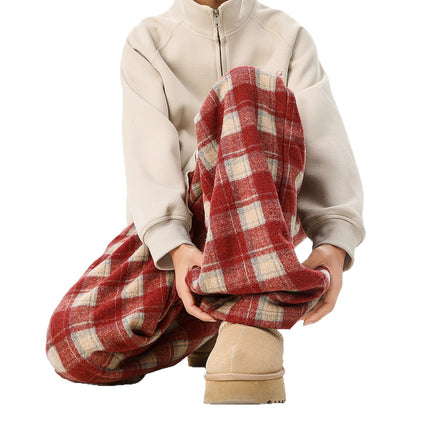 Pantalons longs vintage de sport décontractés en style d'hiver, doublés en polaire, chauds et amples