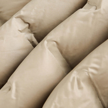 Close-up of the soft, durable fabric of the Hooded Color-Block Down Jacket, showcasing its warm insulation.