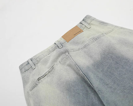 Retro Structured Tapered Pants for Men and Women, Loose Wide-Leg Washed Tie-Dye Straight Leg Jeans