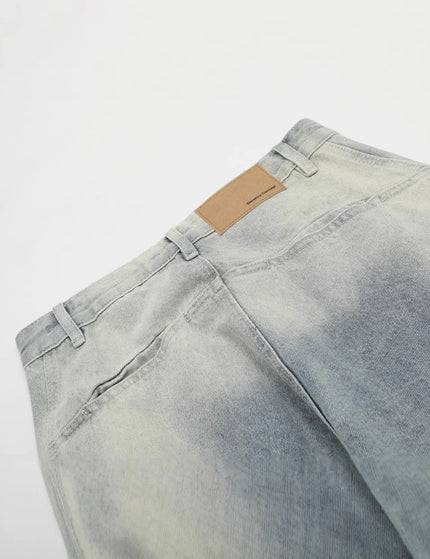 Retro Structured Tapered Pants for Men and Women, Loose Wide-Leg Washed Tie-Dye Straight Leg Jeans